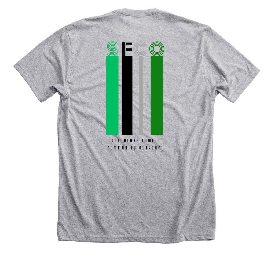Striped SFCO&nbsp;, a Athletic Heather Premium Unisex Tee (back-view)
