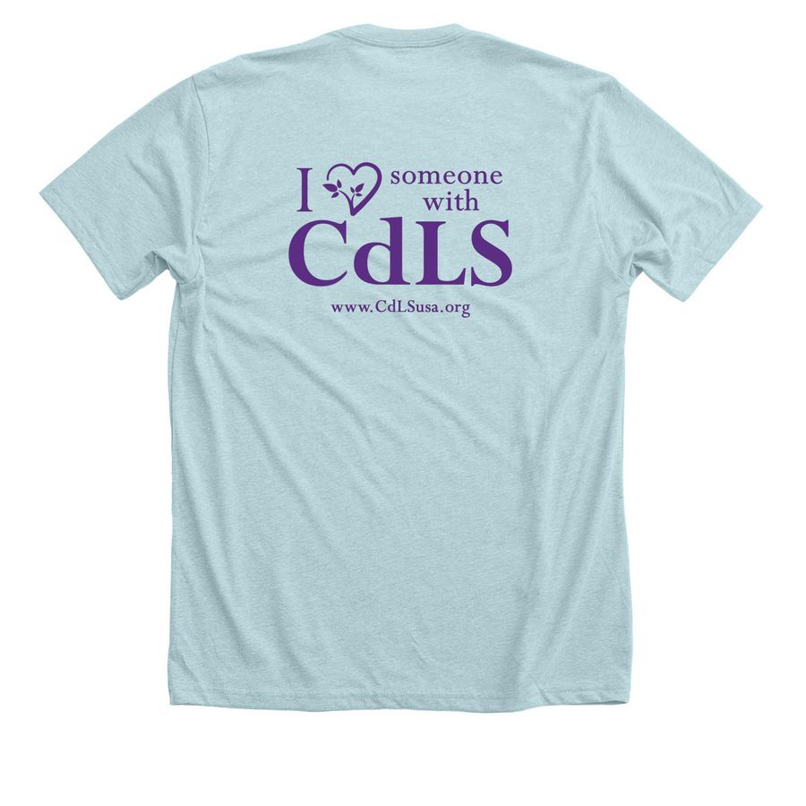 I Love Someone, a Heather Ice Blue Premium Unisex Tee (back-view)