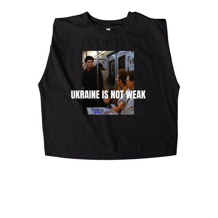 Ukraine Is Not Weak, a True Black Women's Heavyweight Garment Dye Muscle Tee