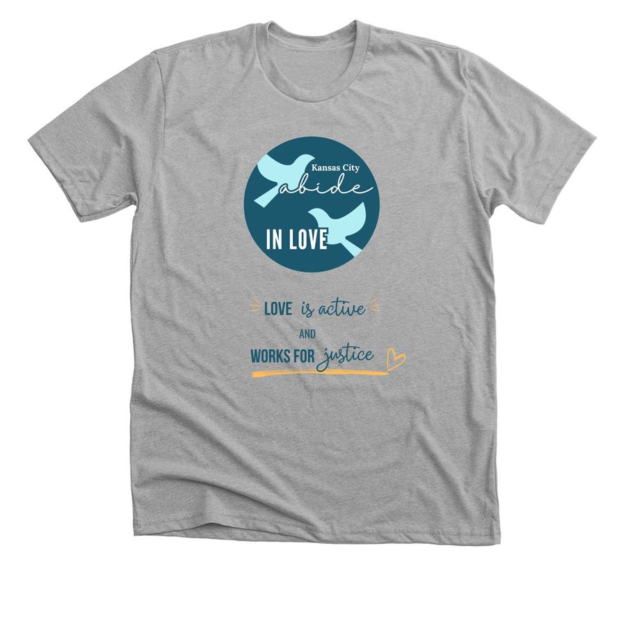 Abide in Love KC - Love is active Tee, a Athletic Heather Premium Unisex Tee