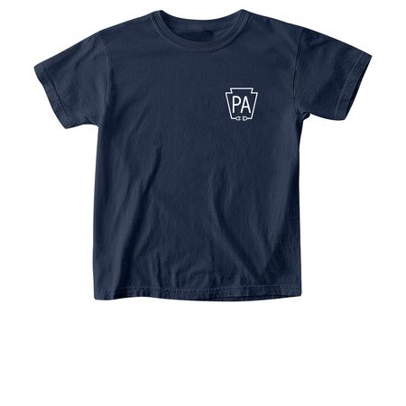 PA Unplugged Keystone Pocket Tee, a True Navy Comfort Colors Youth Tee