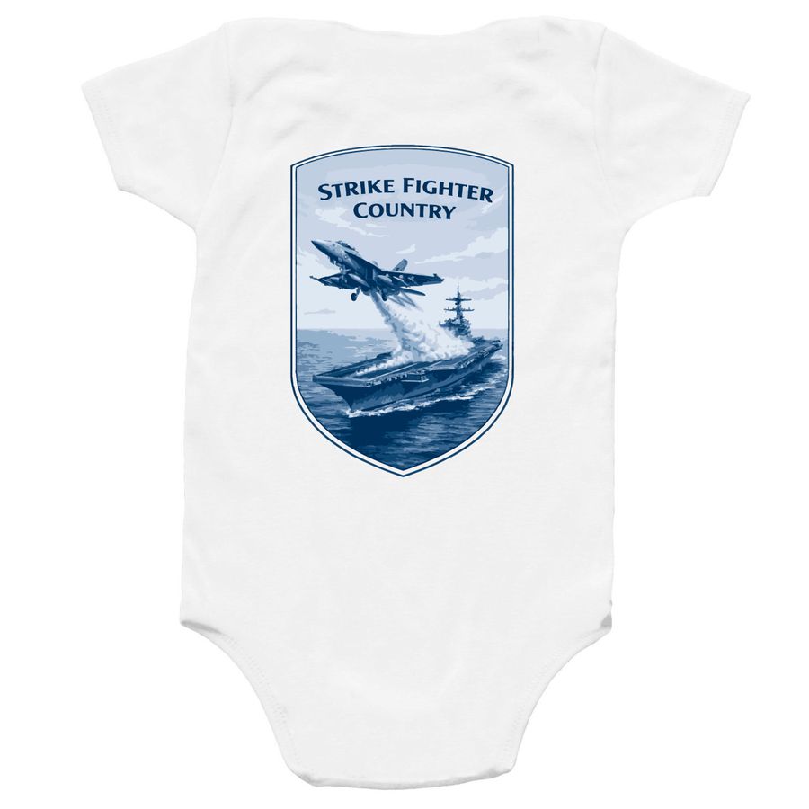 F/A-18&nbsp;Jet Flag Baby, a White Infant Onesie (back-view)