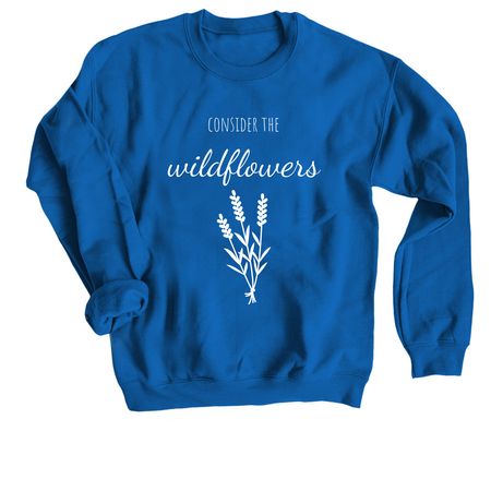 Wildflower hoodie, a Royal Blue Crewneck Sweatshirt