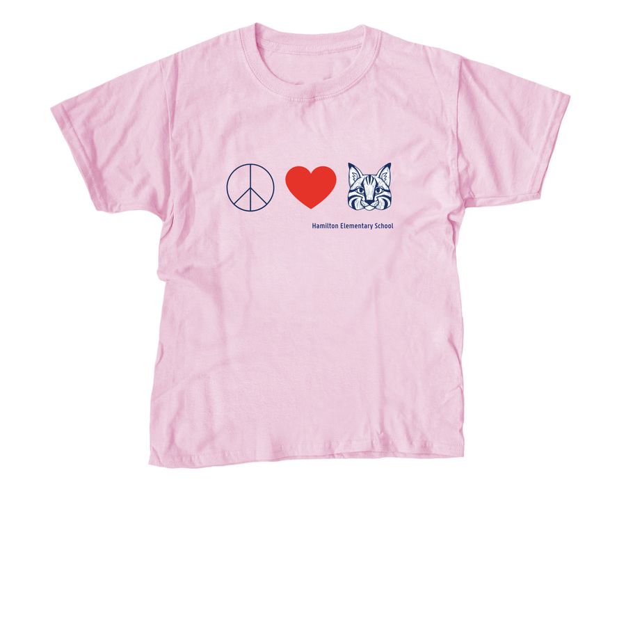 Peace Cat (kid), a Light Pink Youth Unisex Tee