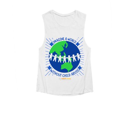 Child Abuse Awareness, a White Women's Muscle Tank