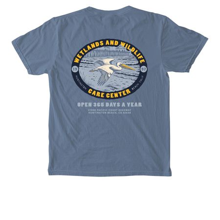 WWCC X KNGDMCO - HB PELI BLUE, a Blue Jean Comfort Colors Pocket Tee (back-view)