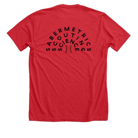Peace Love Data, a Heather Red Premium Unisex Tee (back-view)