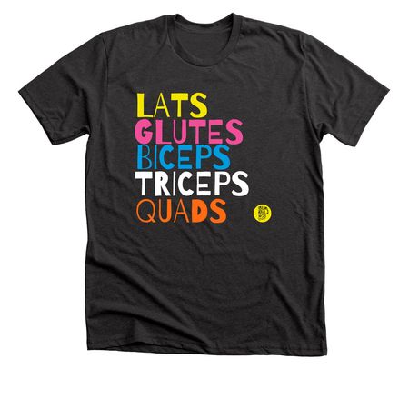 Muscle Up with Pride, a Dark Grey Heather Premium Unisex Tee