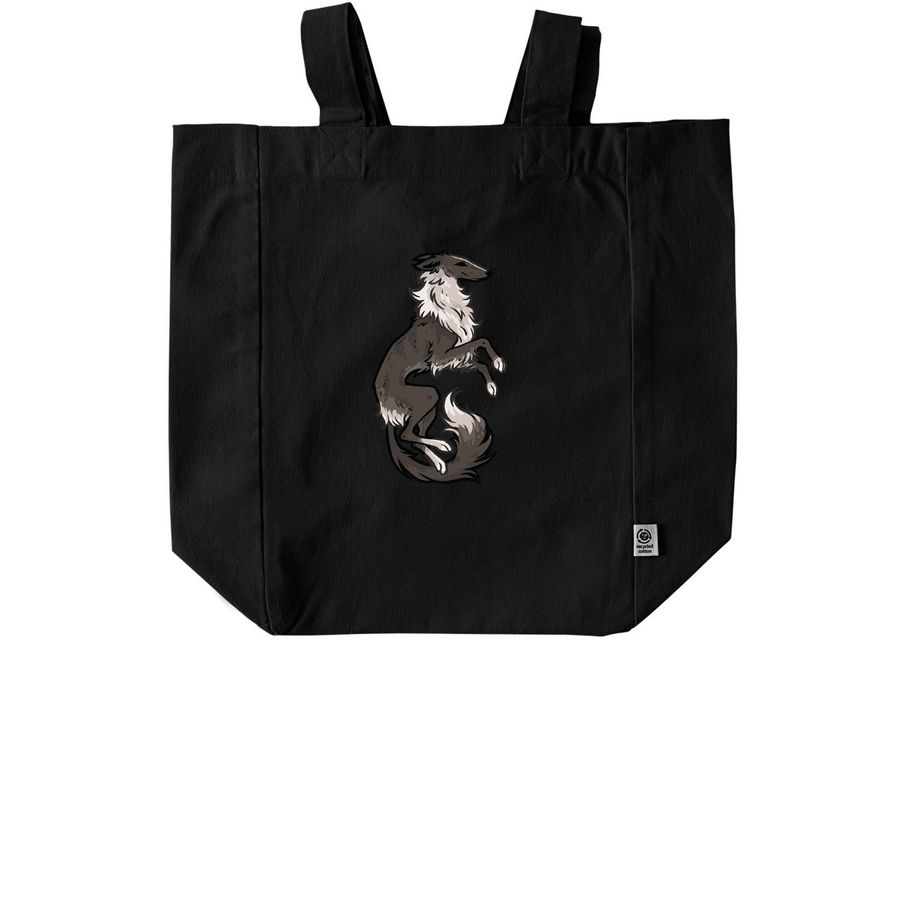 Simple Silken Tote: Chinchilla/Black Irish, a Black Recycled Cotton Tote Bag