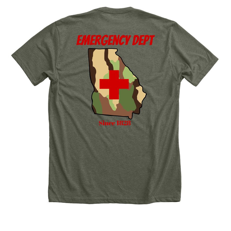 MCG Camouflage GA&nbsp;, a Heather Military Green Premium Unisex Tee (back-view)