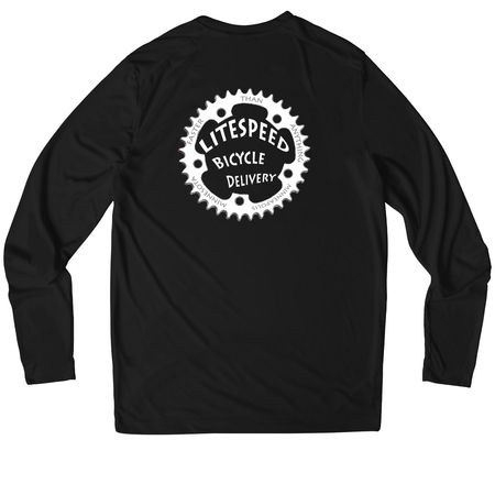 UV Performance Long Sleeve Tee, a Black UV Performance Long Sleeve Tee (back-view)