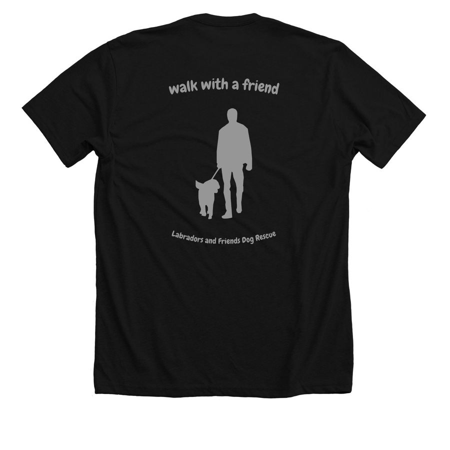 Men's "Walk with a Friend" shirt, a Solid Black Blend Premium Unisex Tee (back-view)