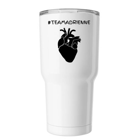#TEAMADRIENNE TUMBLER, a White Insulated Tumbler (back-view)