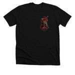 Death on Vacation, a Solid Black Blend Premium Unisex Tee (back-view)