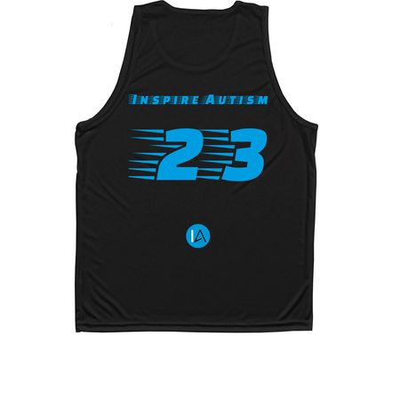 IA Running, a Black Unisex Performance Tank (back-view)