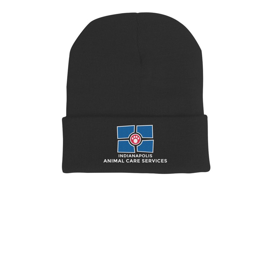 IACS Beanie, a Black Printed Cuffed Beanie