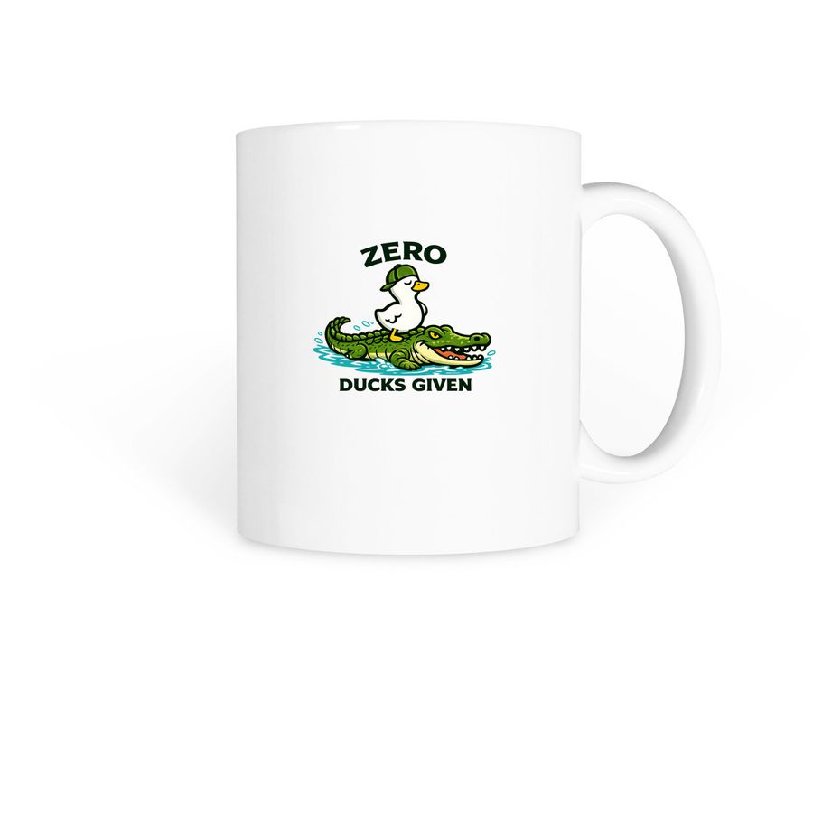 Zero Ducks Given Croc Coffee Mug, a White Coffee Mug