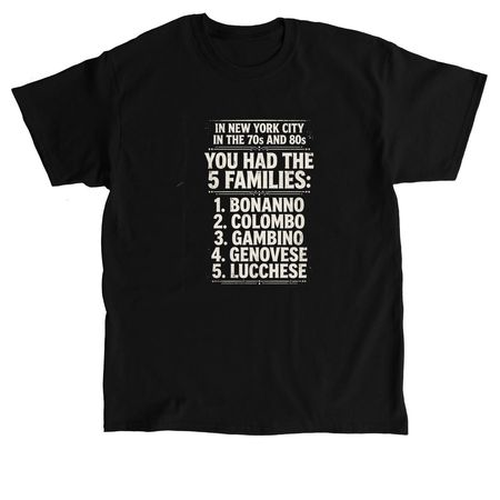 The Five families of Massachusetts, a Black Classic Unisex Tee