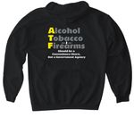 ATF Should Be?, a Black Gildan Softstyle Pullover Hoodie (back-view)