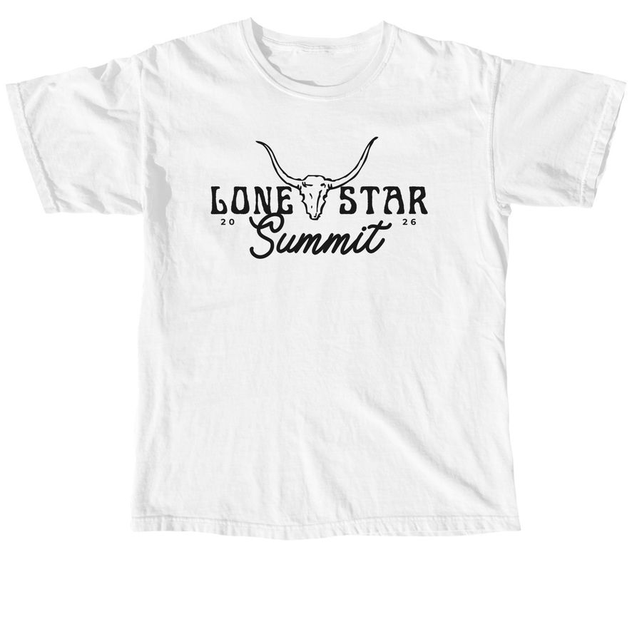 Lone Star Summit 2026: Classic Logo, Light, a White Comfort Colors Unisex Tee