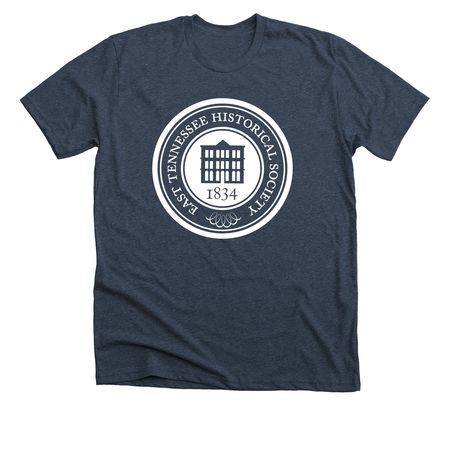 ETHS Logo Apparel, a Heather Midnight Navy Premium Unisex Tee