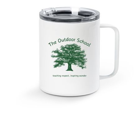 Outdoor School Travel Mug, a White Stainless Steel Travel Mug