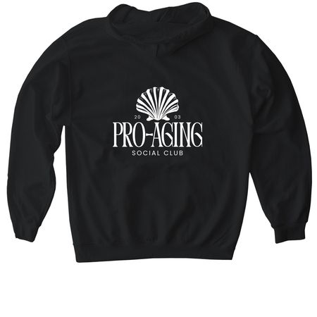 Pro-Aging Social Club, a Black Gildan Softstyle Pullover Hoodie (back-view)