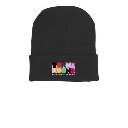 Beanie, a Black Printed Cuffed Beanie