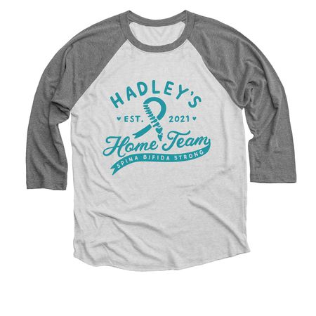 Hadley's Home Team, a Premium Heather and Heather White 3/4 Sleeve Baseball Tee