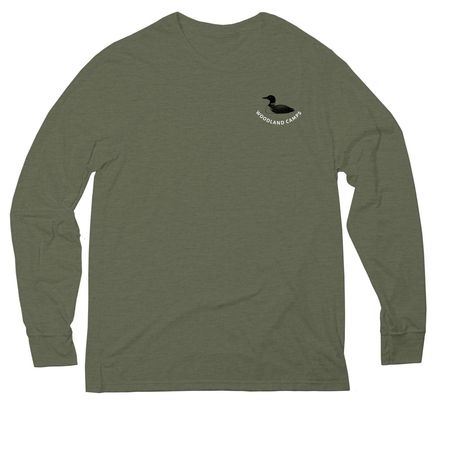 Green Hues Woodland Camps Loon and Thwing's, a Olive You Green Allmade Eco Triblend Long Sleeve Tee