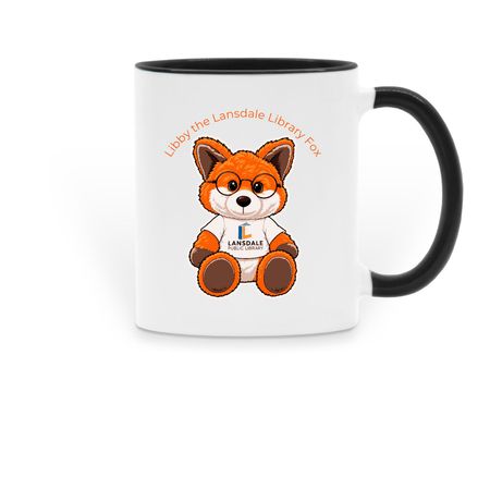 Libby the Lansdale Library Fox Mugs!, a Black Two-Tone Ceramic Mug