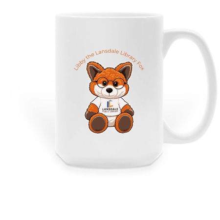 Libby the Lansdale Library Fox Mugs!, a White Large Coffee Mug