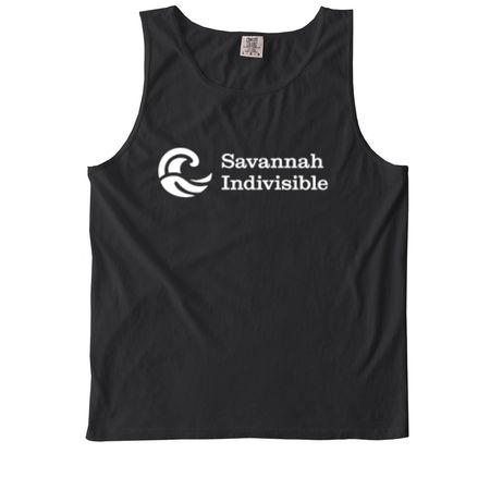Savannah Indivisible (White Logo), a Black Comfort Colors Tank Top