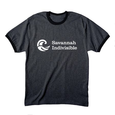 Savannah Indivisible (White Logo), a Dark Heather Grey/ Jet Black Cotton Ringer Tee