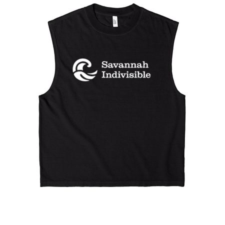 Savannah Indivisible (White Logo), a True Black Heavyweight Garment Dye Muscle Tee
