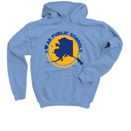 I <3 AK Public Schools, a Carolina Blue Youth Pullover Hoodie