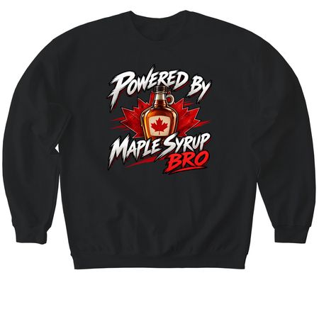 Maple Powered Bro Tee, a Black Softstyle Crewneck Sweatshirt