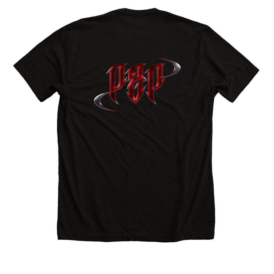 P2P: Origin Drop&nbsp;, a Solid Black Blend Premium Unisex Tee (back-view)