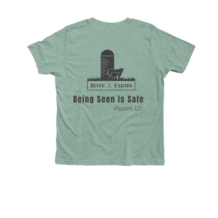 Farm Safety - Little Ranch Hand, a Heather Dusty Blue Premium Youth Tee (back-view)