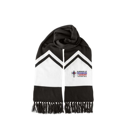 In Memory of Brandon and Jeremy Hawkins, a Black/ White Two-Tone Gameday Scarf