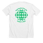 2026 World CP Day T-Shirt ?White Double Logo, a Solid White Blend Premium Unisex Tee (back-view)