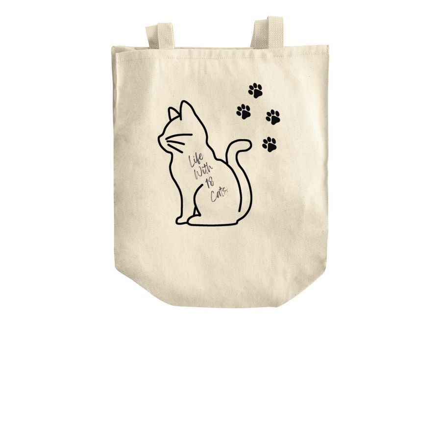 LifeWith18Cats- GM Collection Tote, a Natural Over-the-Shoulder Shopping Tote Bag (back-view)