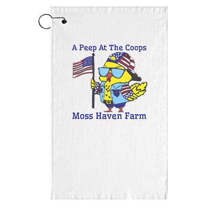 A Peep at the Coops Golf Towel, a White Golf Towel