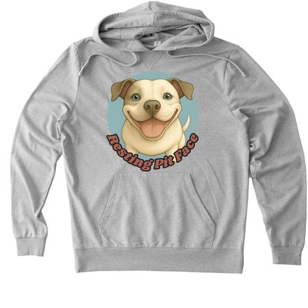 Resting Pit Face, a Granite Grey Heather Allmade Organic French Terry Pullover Hoodie