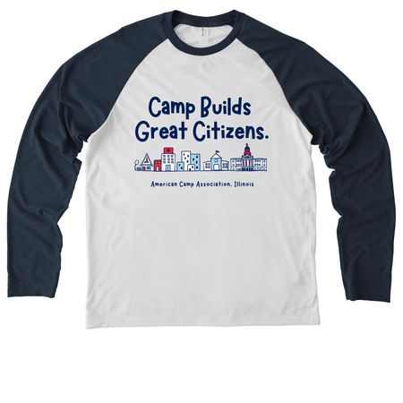 Camp Builds Great Citizens - Adult&nbsp;, a Rebel Blue/ Bright White Allmade Eco Triblend Colorblock Raglan Long Sleeve Tee