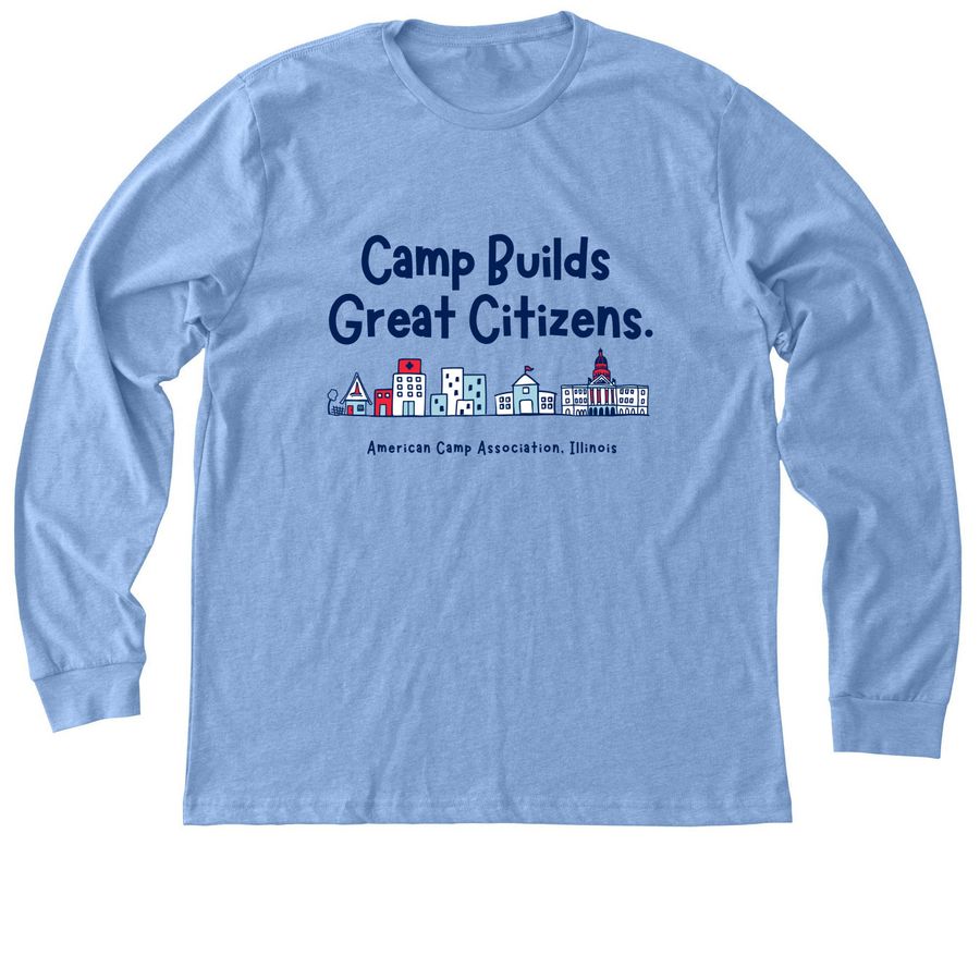 Camp Builds Great Citizens - Adult&nbsp;, a Heather Carolina Blue Premium Long Sleeve Tee