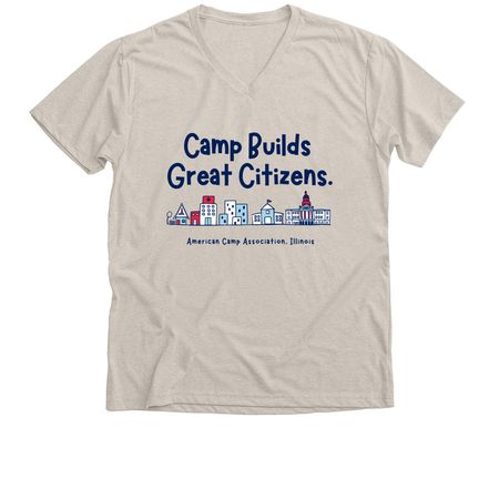 Camp Builds Great Citizens - Adult&nbsp;, a Heather Dust Premium V-Neck Tee