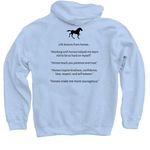 Life Lessons from Horses, a Light Blue Pullover Hoodie (back-view)