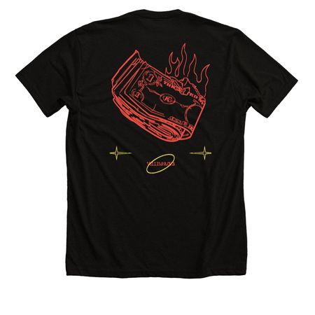 BLOOD MONEY, a Solid Black Blend Premium Unisex Tee (back-view)