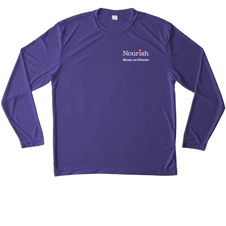 Volunteers are the Heart of Nourish (Dark), a Purple Unisex Performance Long Sleeve Tee